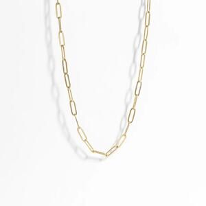 NWT WJW 18K Gold PVD Paperclip Chain Waterproof Stainless Steel 6.5mm 16+2